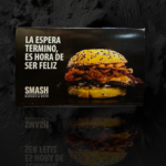 Caja de hamburguesas impresa en full color smash