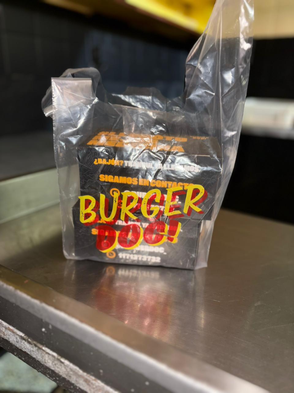 BOLSA CAMISETA CRISTAL DELIVERY IMPRESAS BURGERDOC
