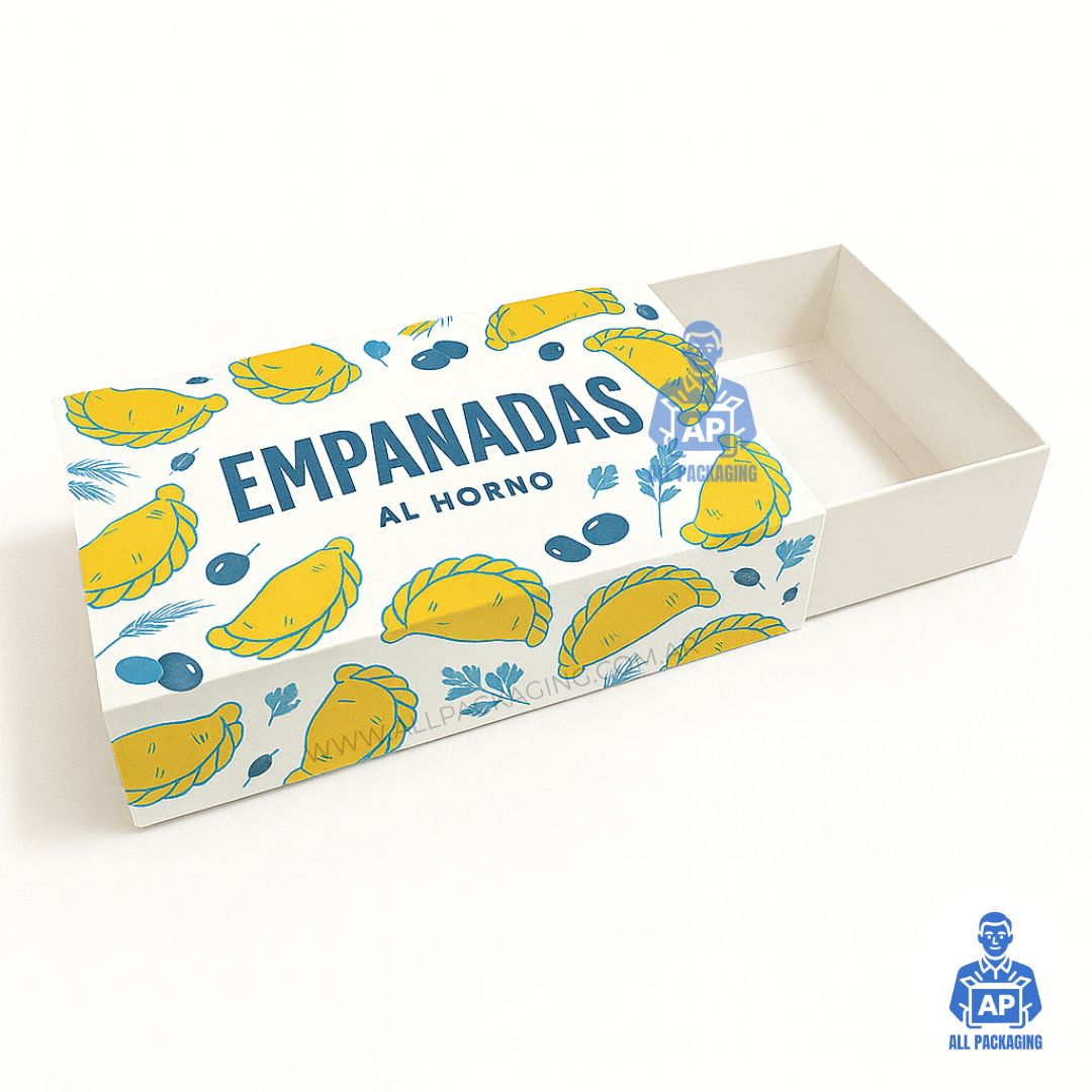 Cajas de Empandas Personalizadas cartulina full color deslizables
