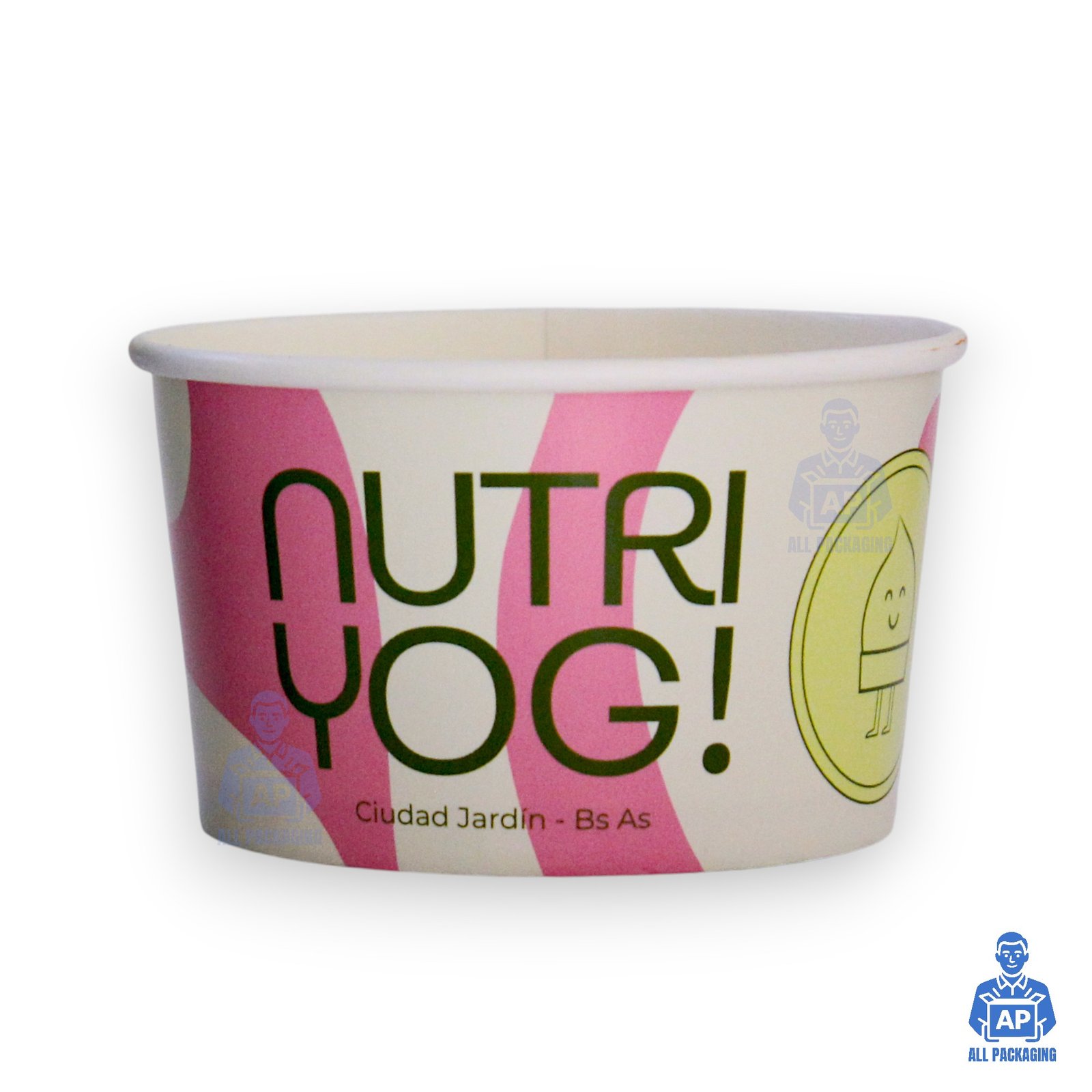 Pote de yogurt helado personalizado polipapel