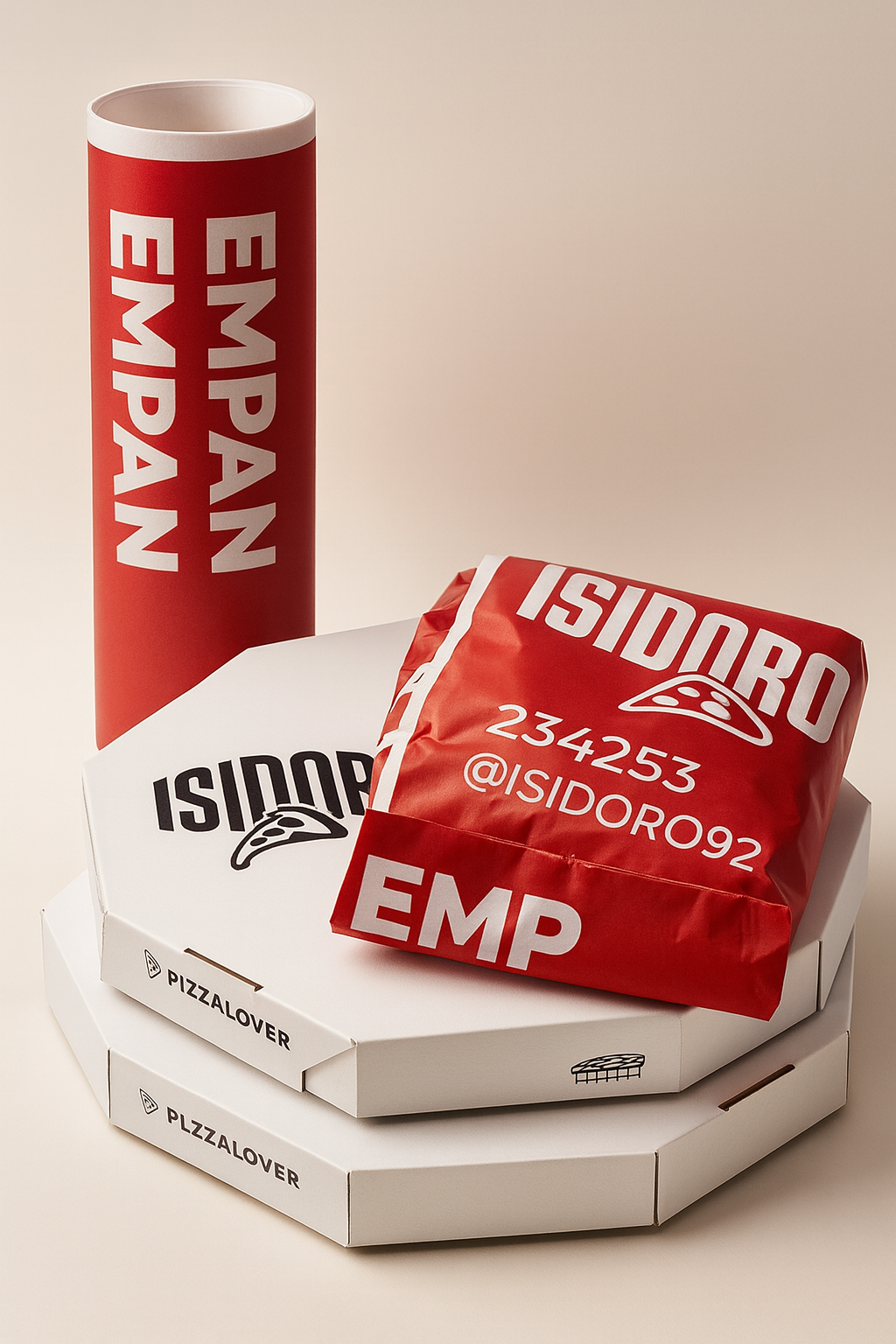 Cajas de pizza grande blancas impresas octogonal hexagonal 33cm