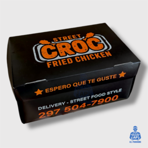 Caja de Hamburguesas chica cartulina color impresa personalizada